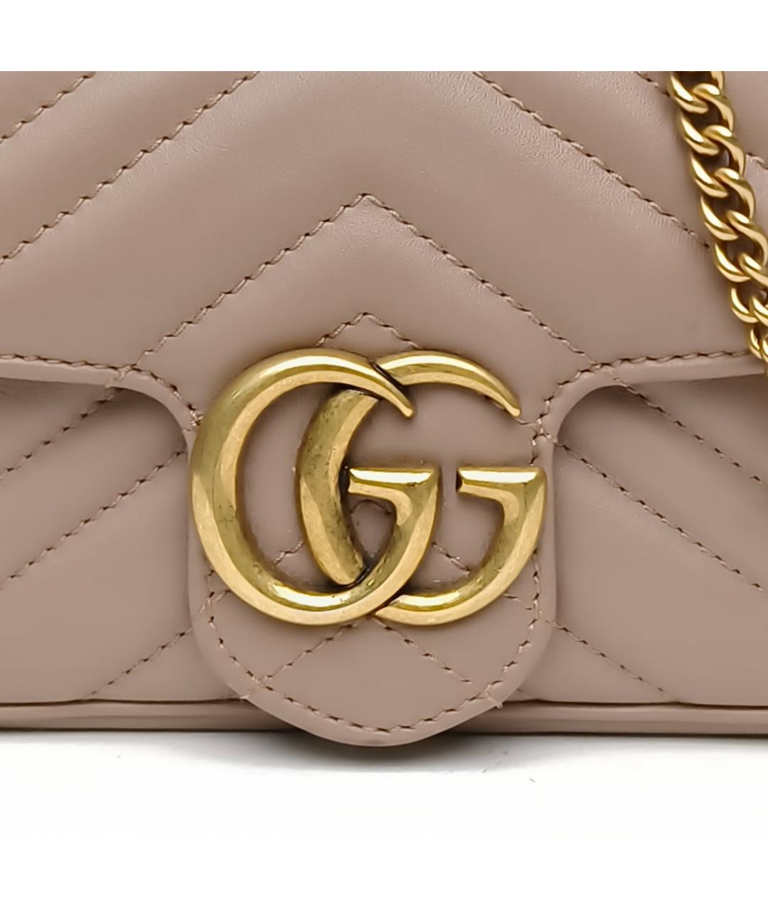 GUCCI Бежевая кожаная сумка через плечо, фото 7