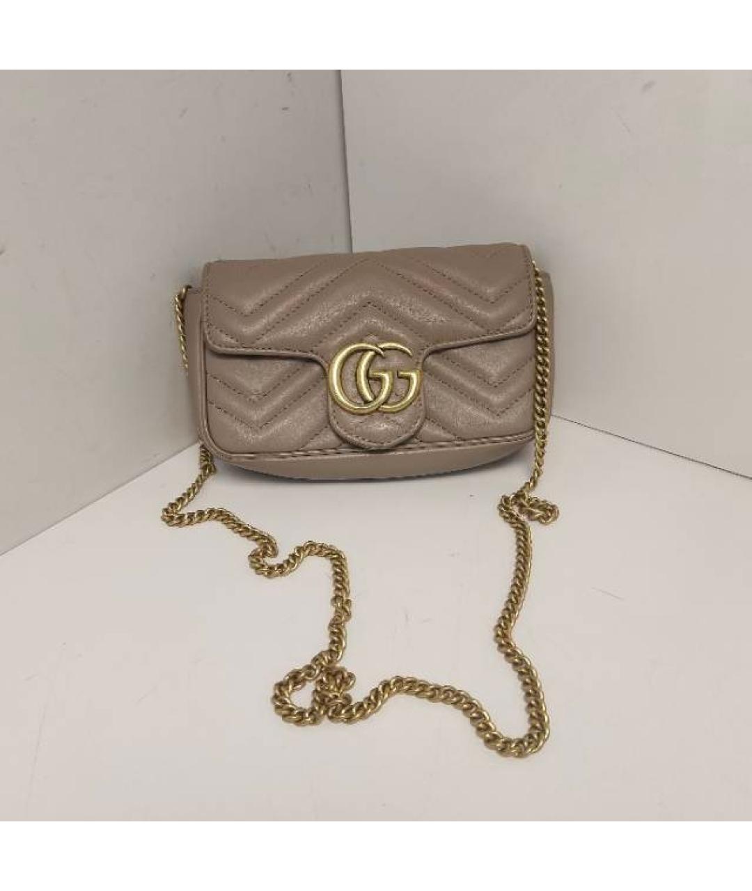 GUCCI Бежевая кожаная сумка через плечо, фото 9