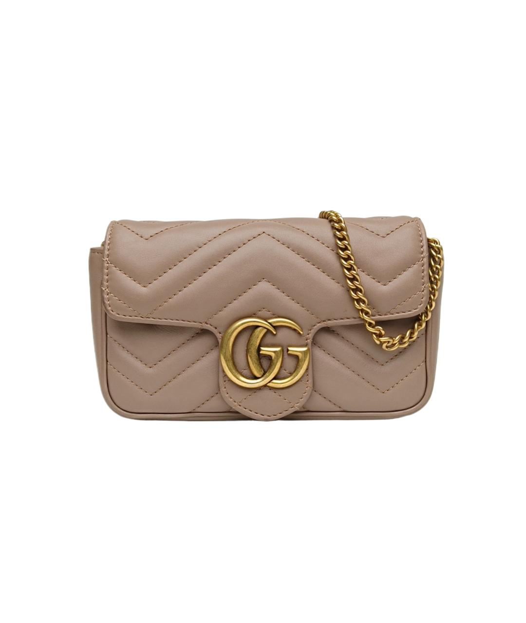 GUCCI Бежевая кожаная сумка через плечо, фото 10