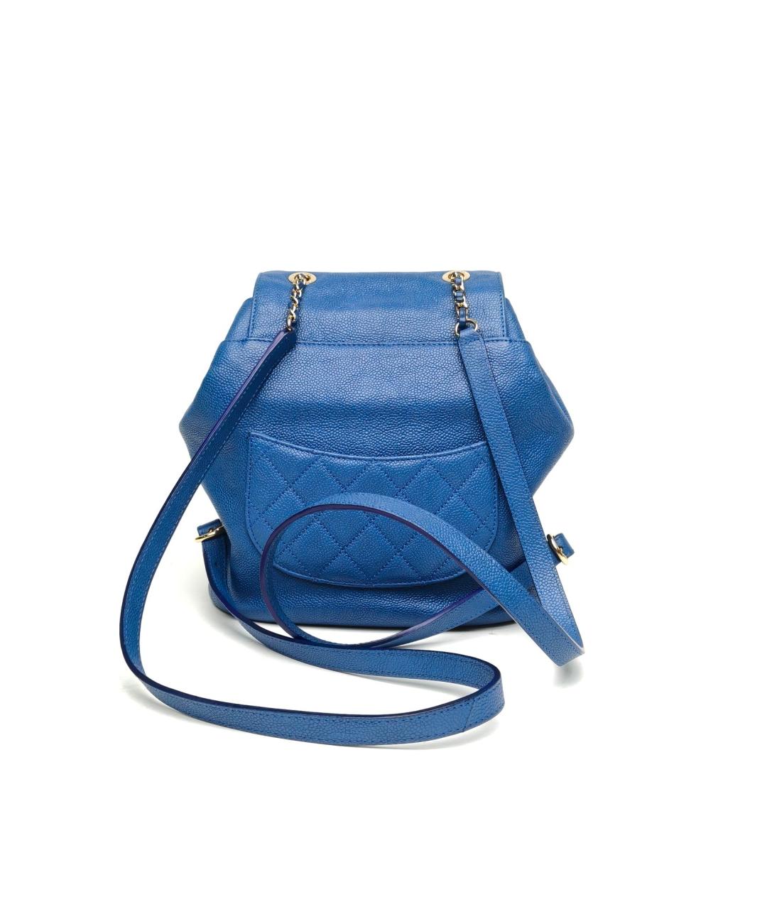 CHANEL Синий кожаный рюкзак, фото 4