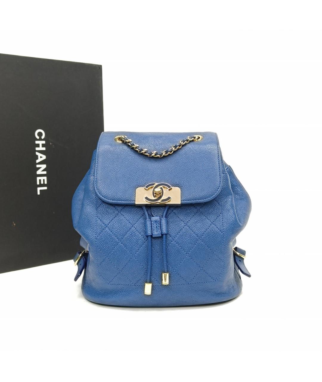 CHANEL Синий кожаный рюкзак, фото 9