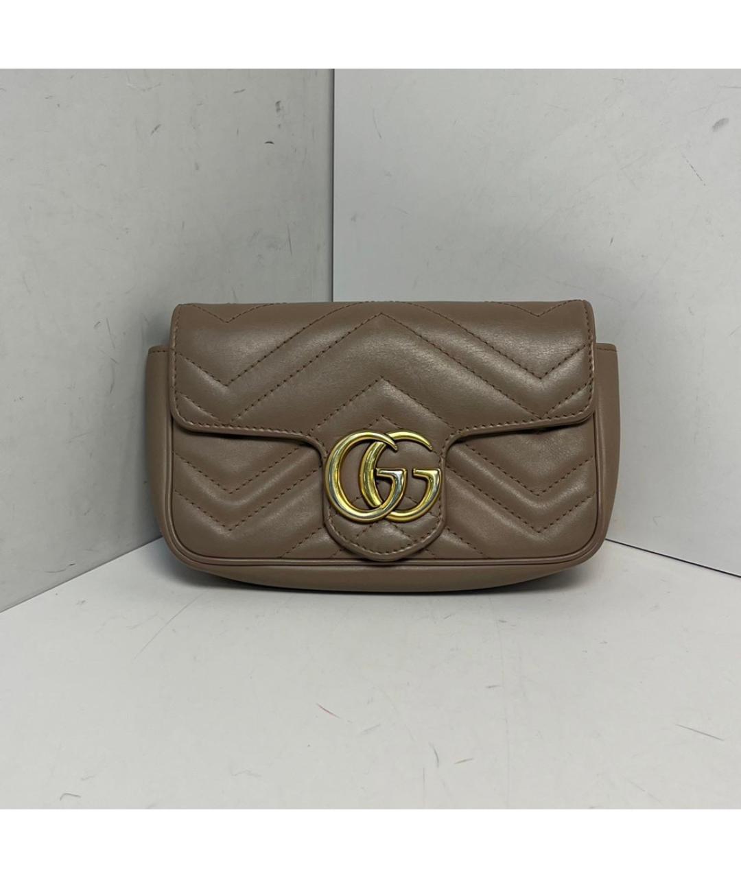 GUCCI Бежевая кожаная сумка через плечо, фото 9