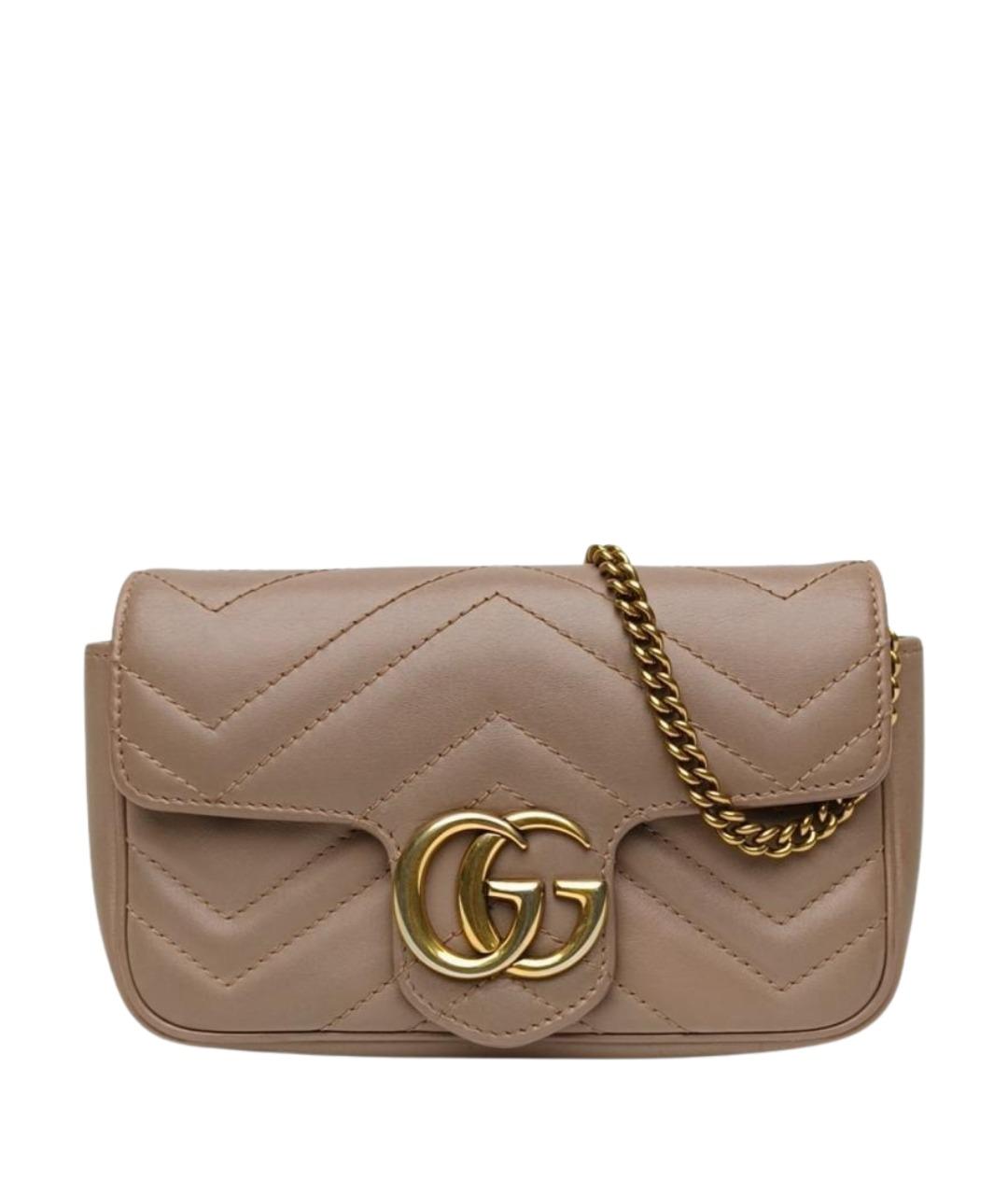 GUCCI Бежевая кожаная сумка через плечо, фото 1