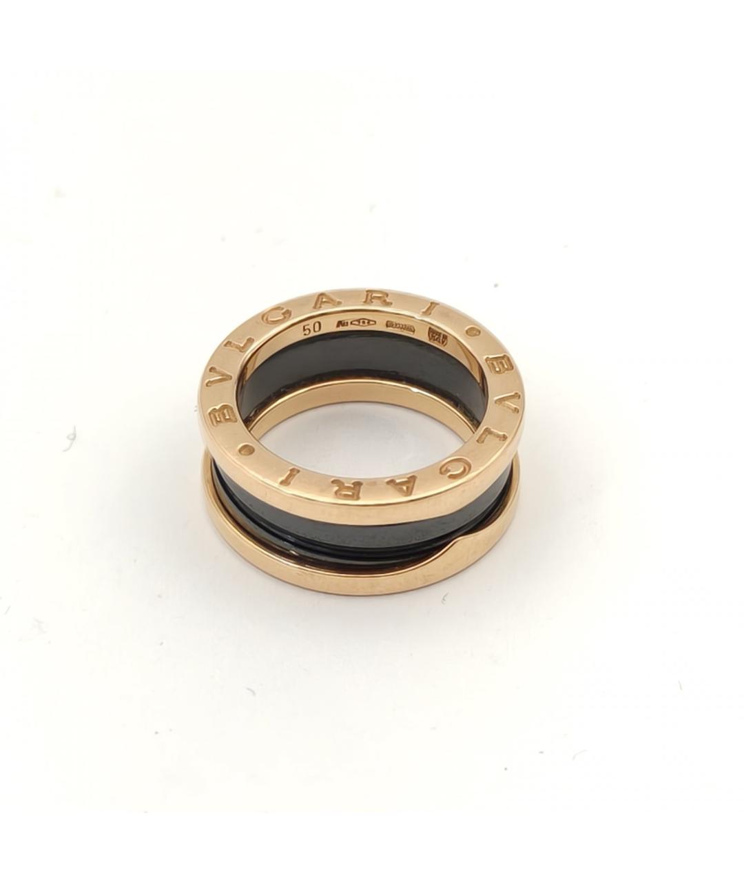 BVLGARI Черное кольцо из розового золота, фото 4