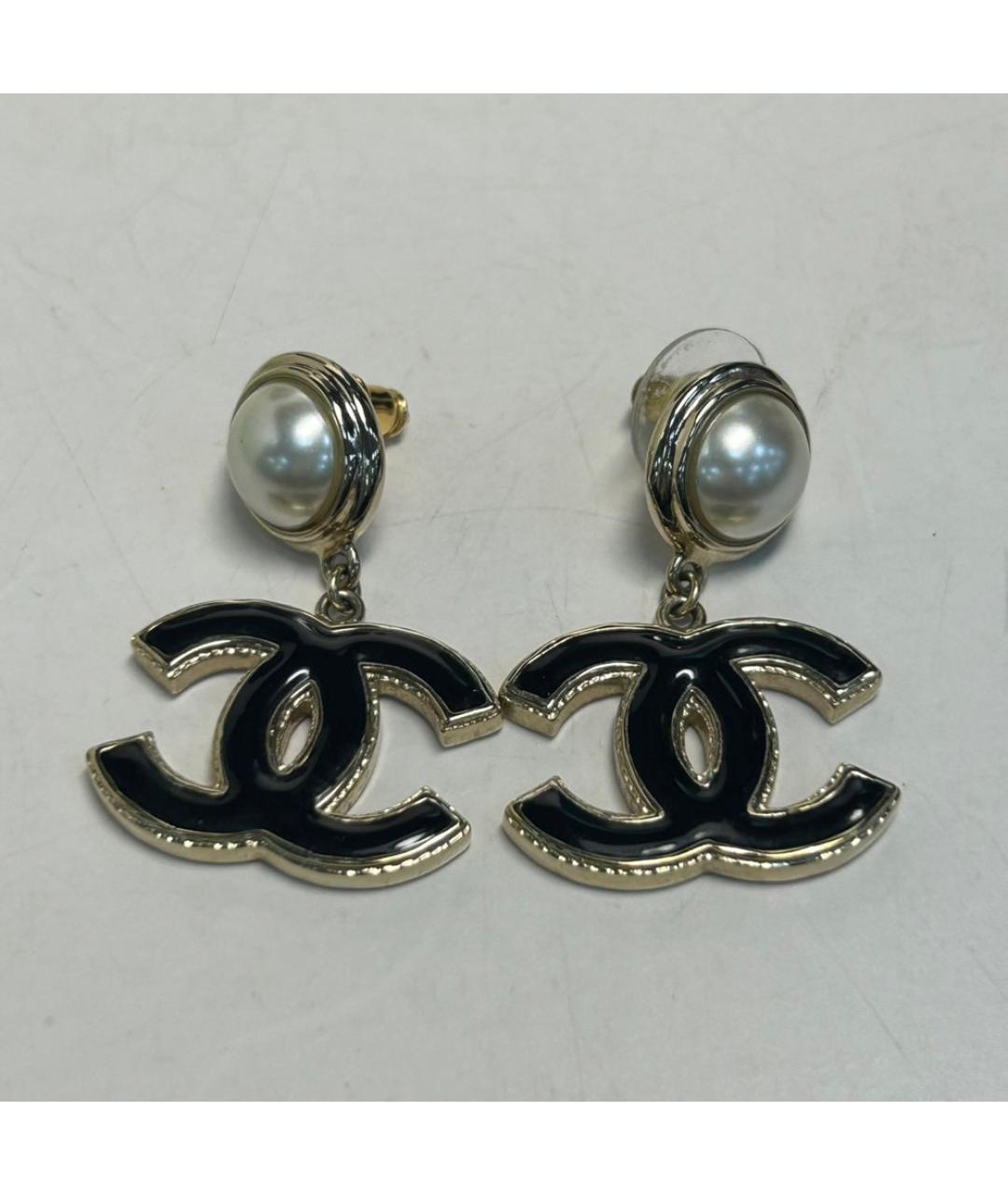 CHANEL Черные металлические серьги, фото 7