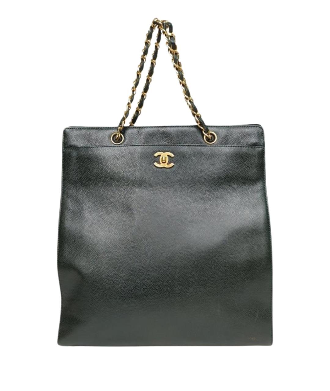 CHANEL Зеленая кожаная сумка тоут, фото 1