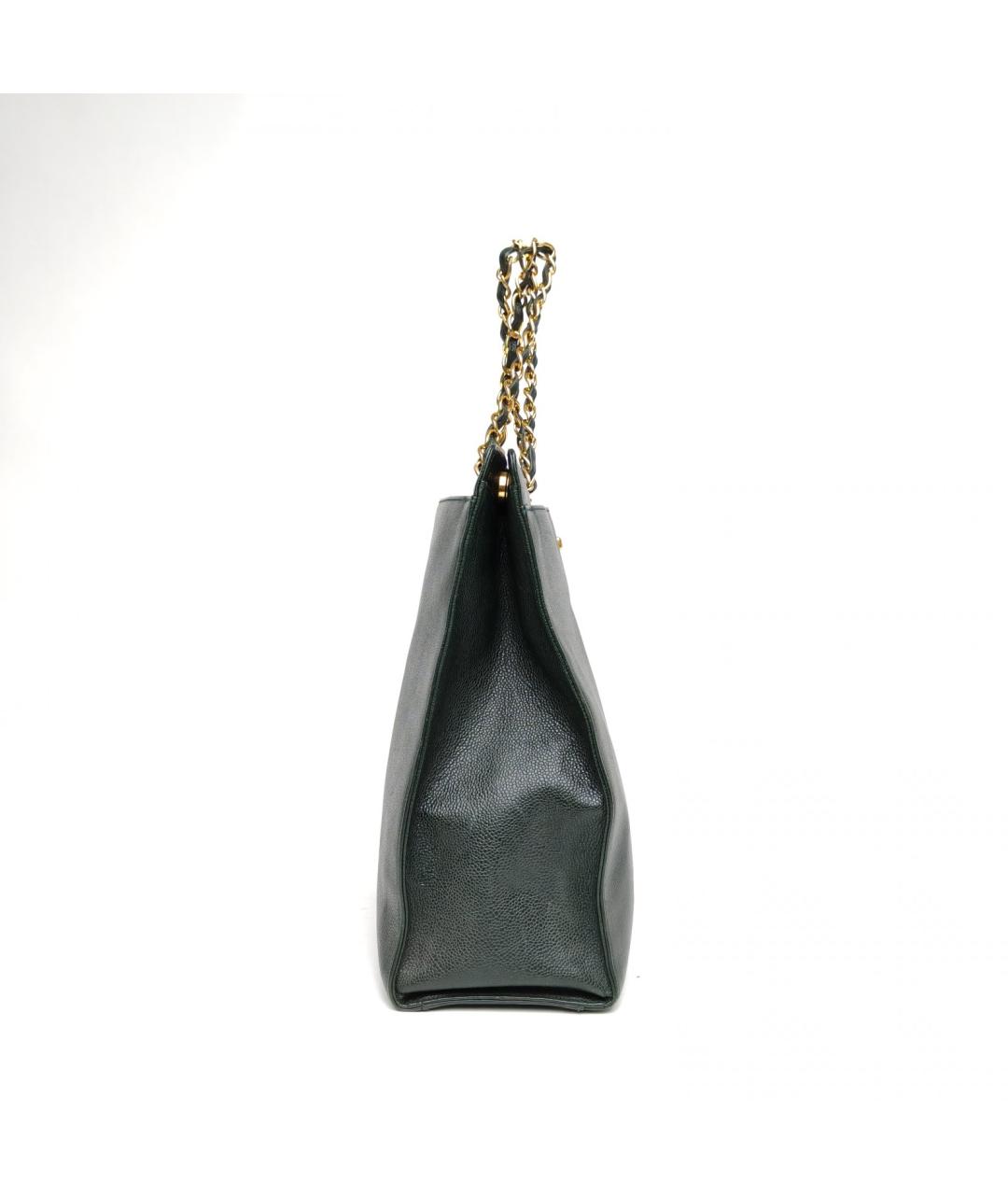 CHANEL Зеленая кожаная сумка тоут, фото 5