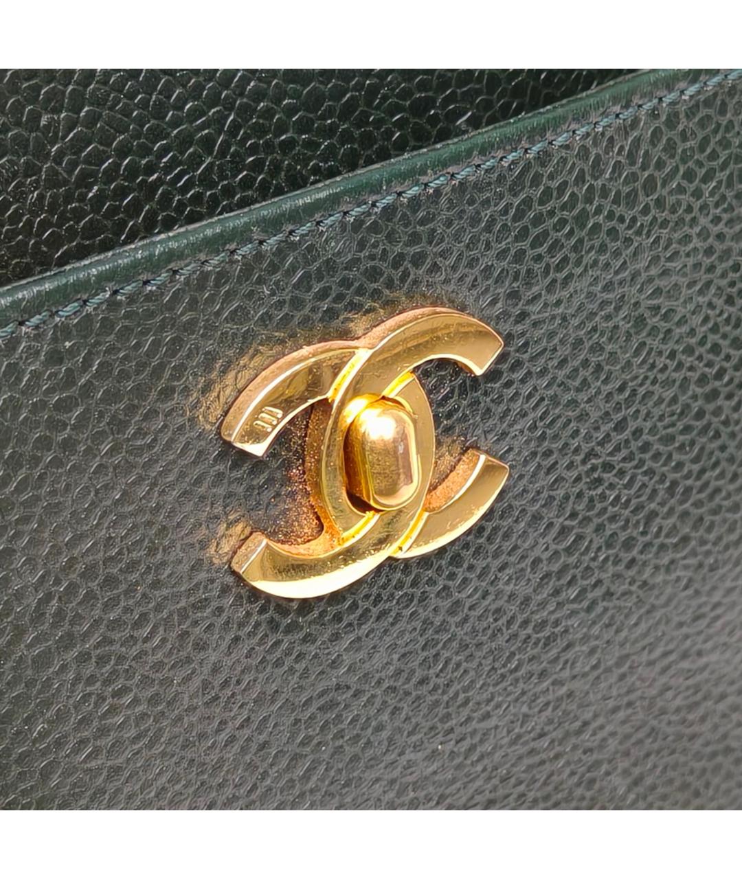 CHANEL Зеленая кожаная сумка тоут, фото 6