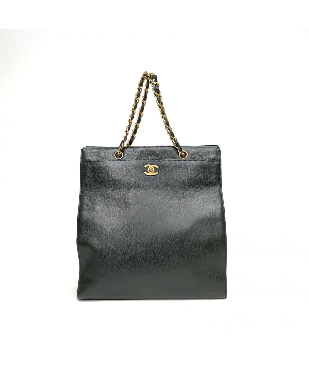 CHANEL Зеленая кожаная сумка тоут, фото 2