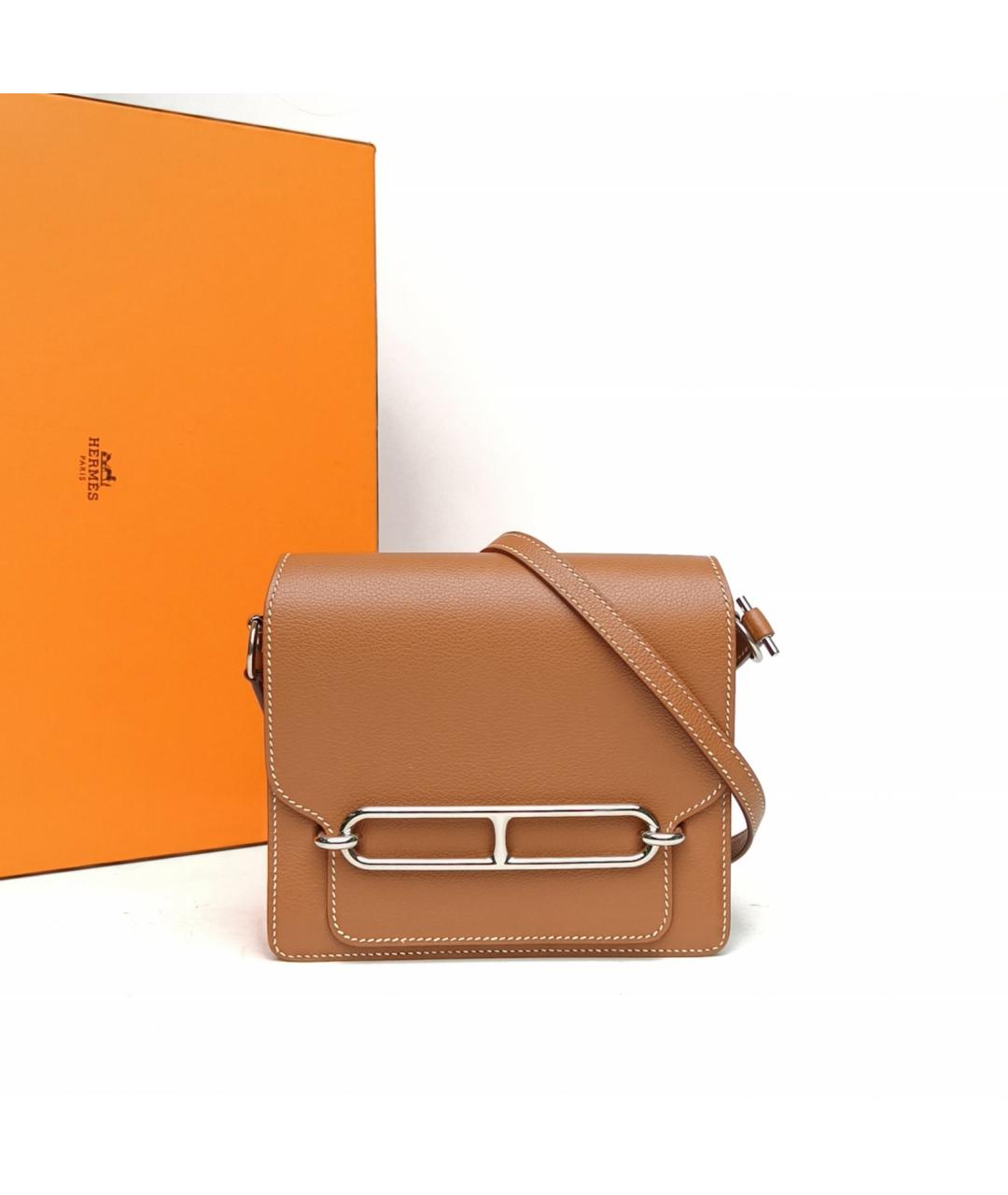 HERMES Коричневая кожаная сумка через плечо, фото 9
