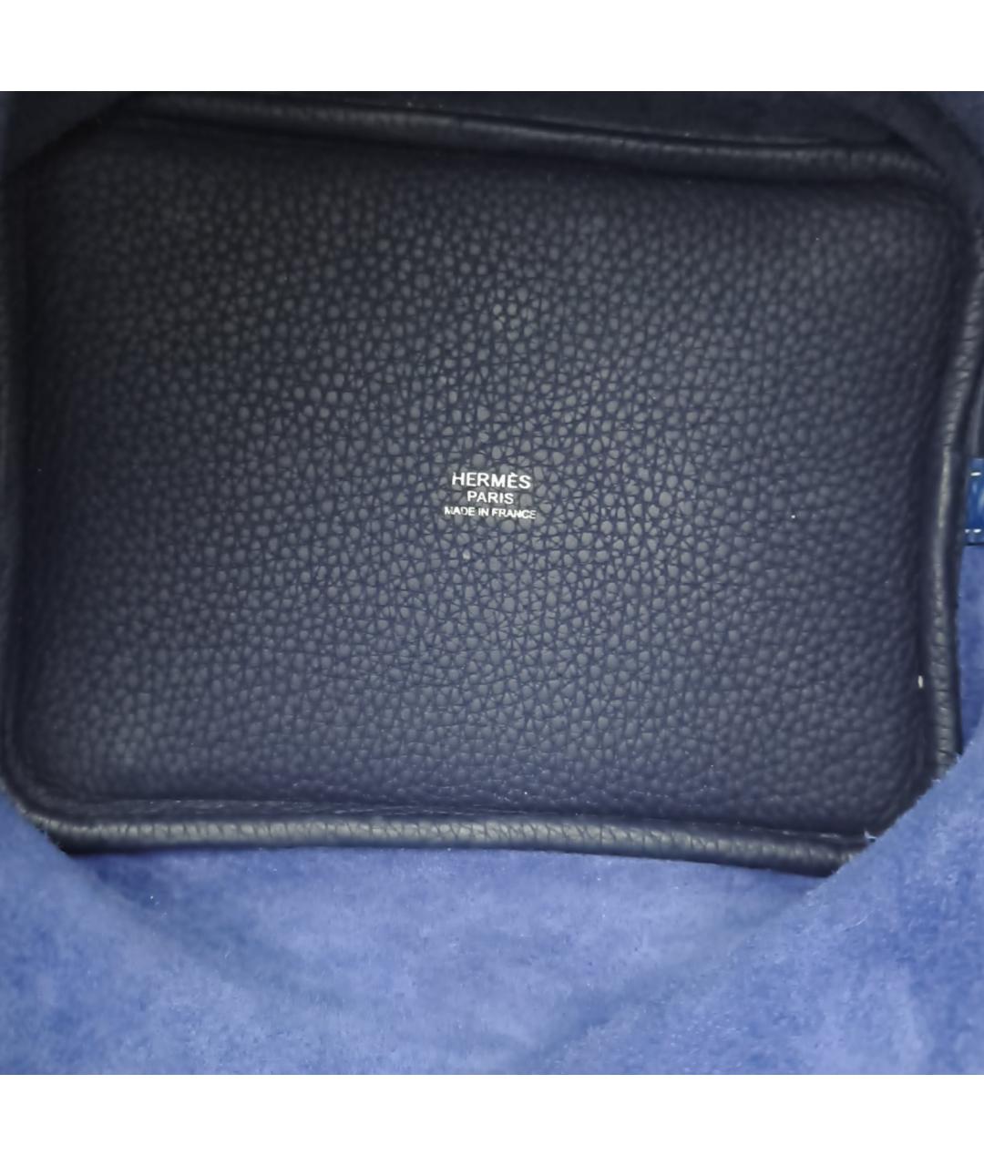 HERMES Синяя кожаная сумка с короткими ручками, фото 7