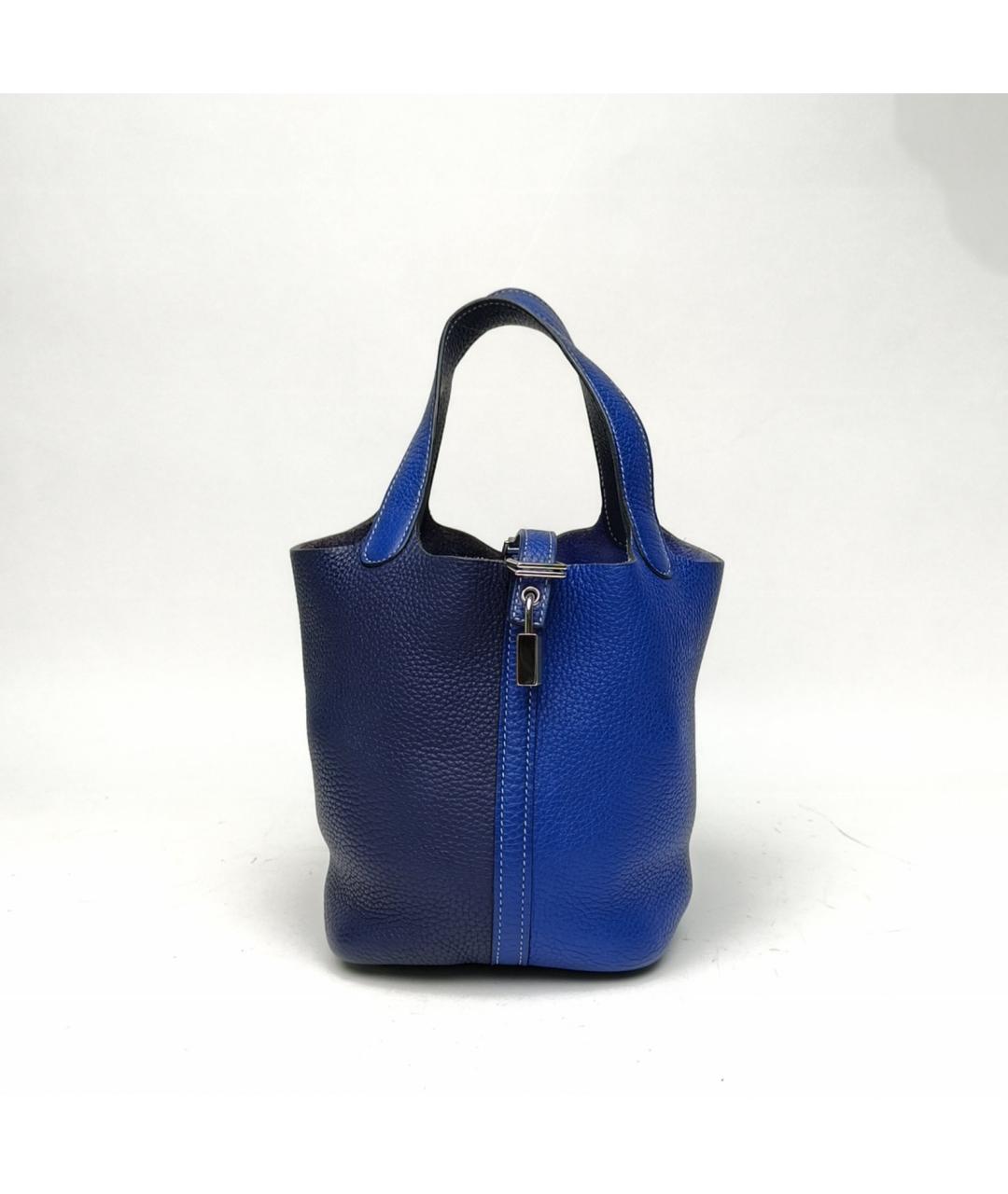 HERMES Синяя кожаная сумка с короткими ручками, фото 2