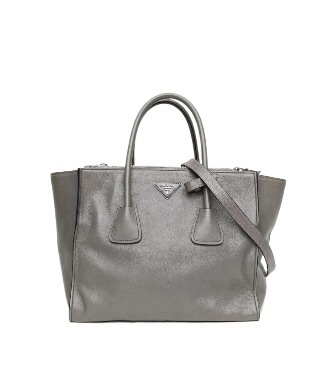 PRADA Серая кожаная сумка тоут, фото 10