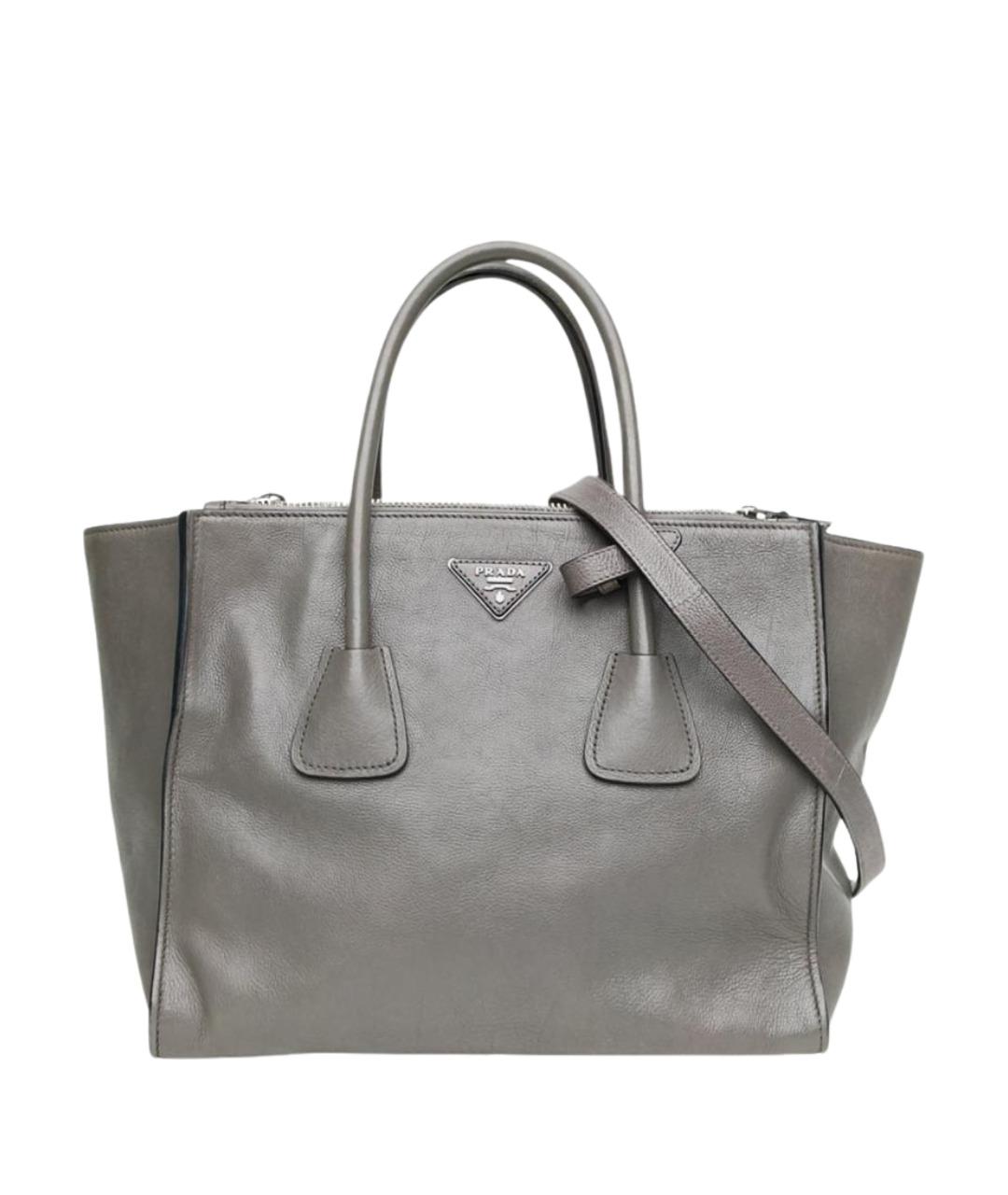 PRADA Серая кожаная сумка тоут, фото 1