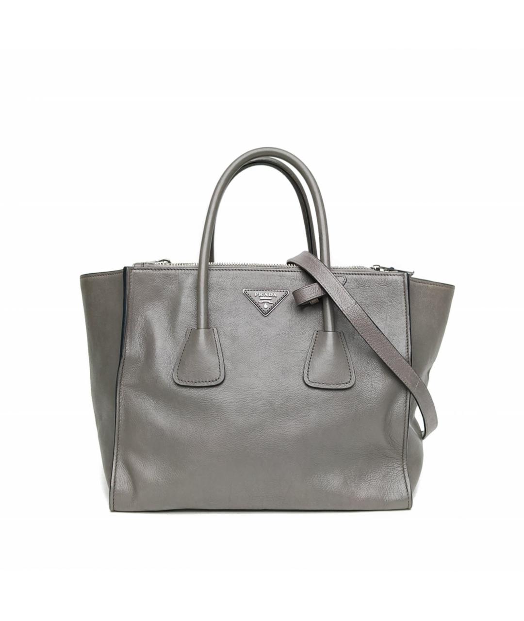 PRADA Серая кожаная сумка тоут, фото 2