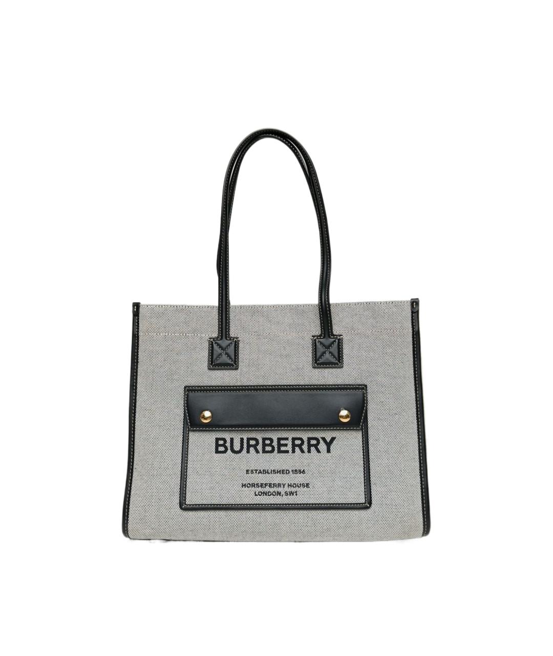 BURBERRY Серая кожаная сумка тоут, фото 10