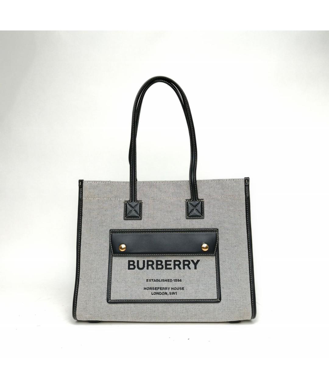 BURBERRY Серая кожаная сумка тоут, фото 2