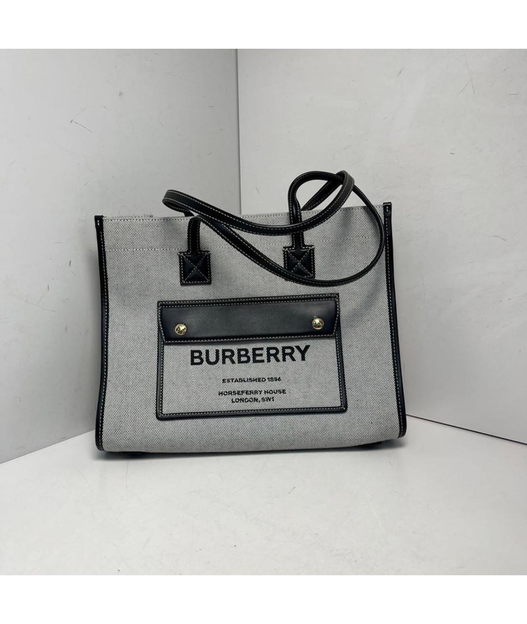 BURBERRY Серая кожаная сумка тоут, фото 8