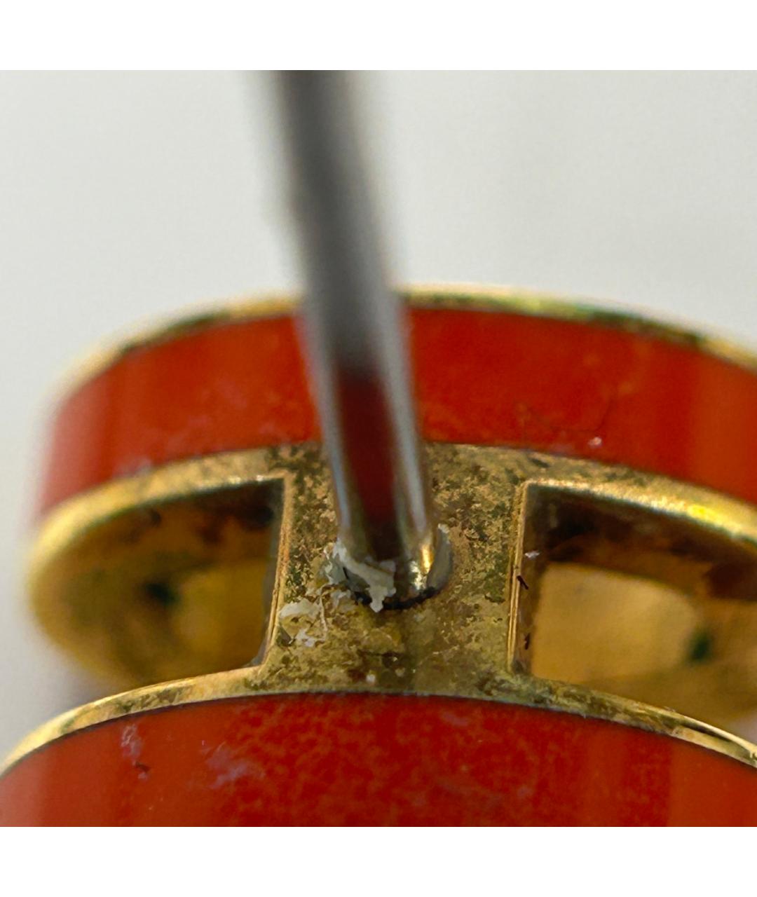 HERMES Красные металлические серьги, фото 9