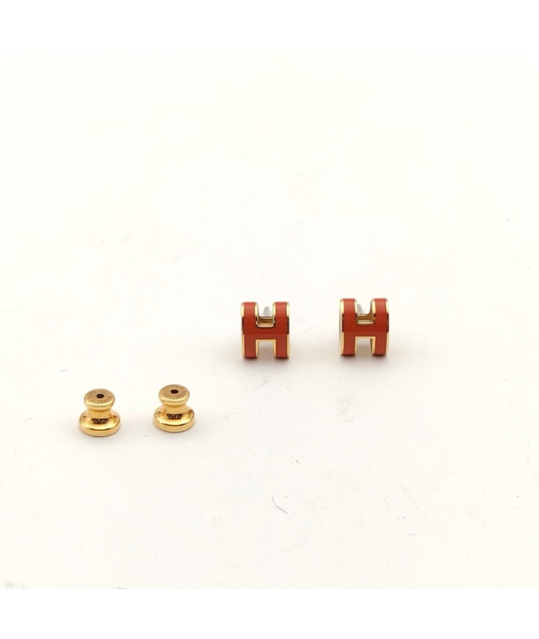HERMES Красные металлические серьги, фото 6