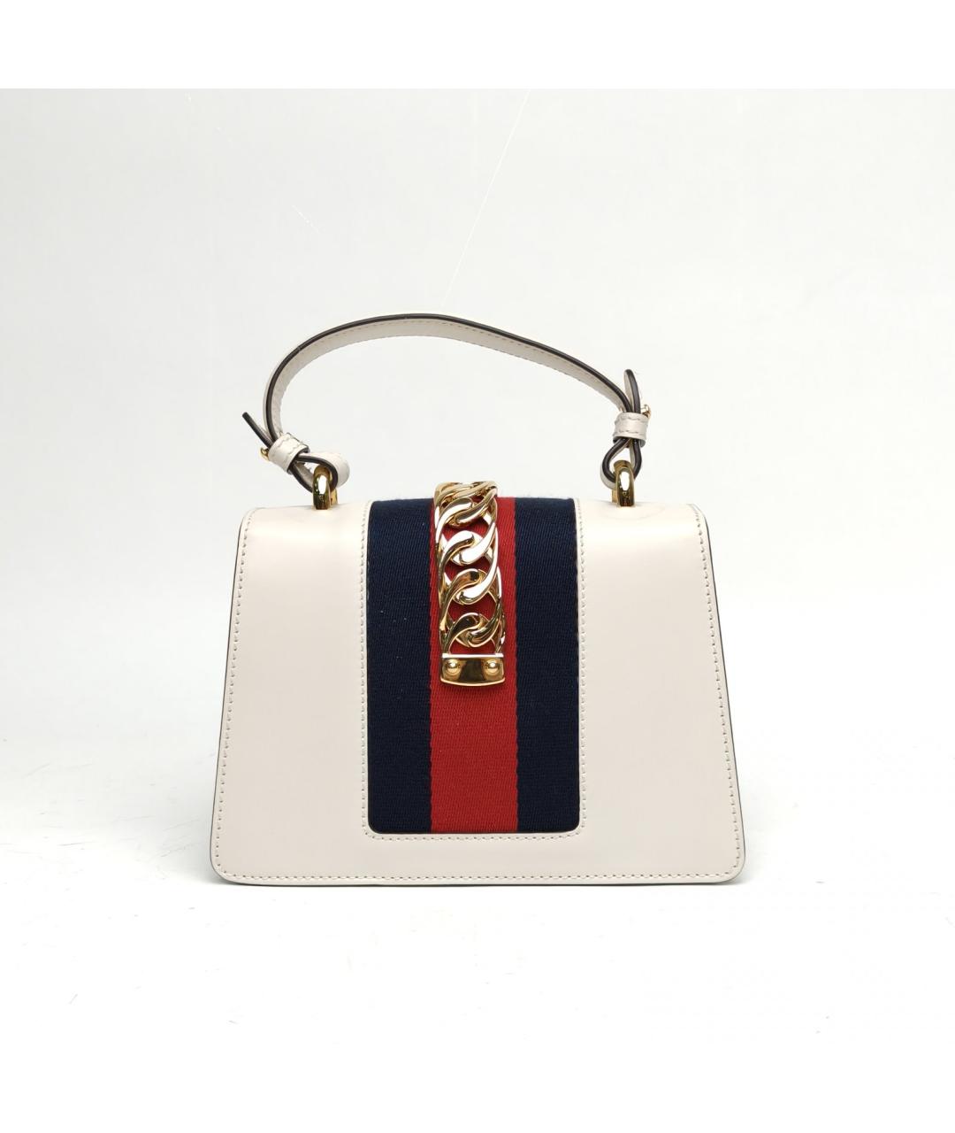 GUCCI Белая кожаная сумка с короткими ручками, фото 4