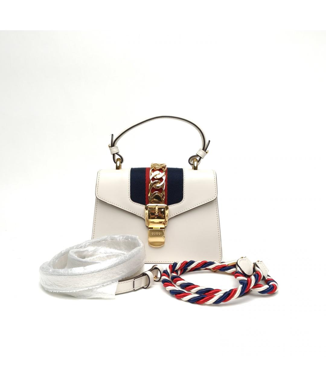 GUCCI Белая кожаная сумка с короткими ручками, фото 9