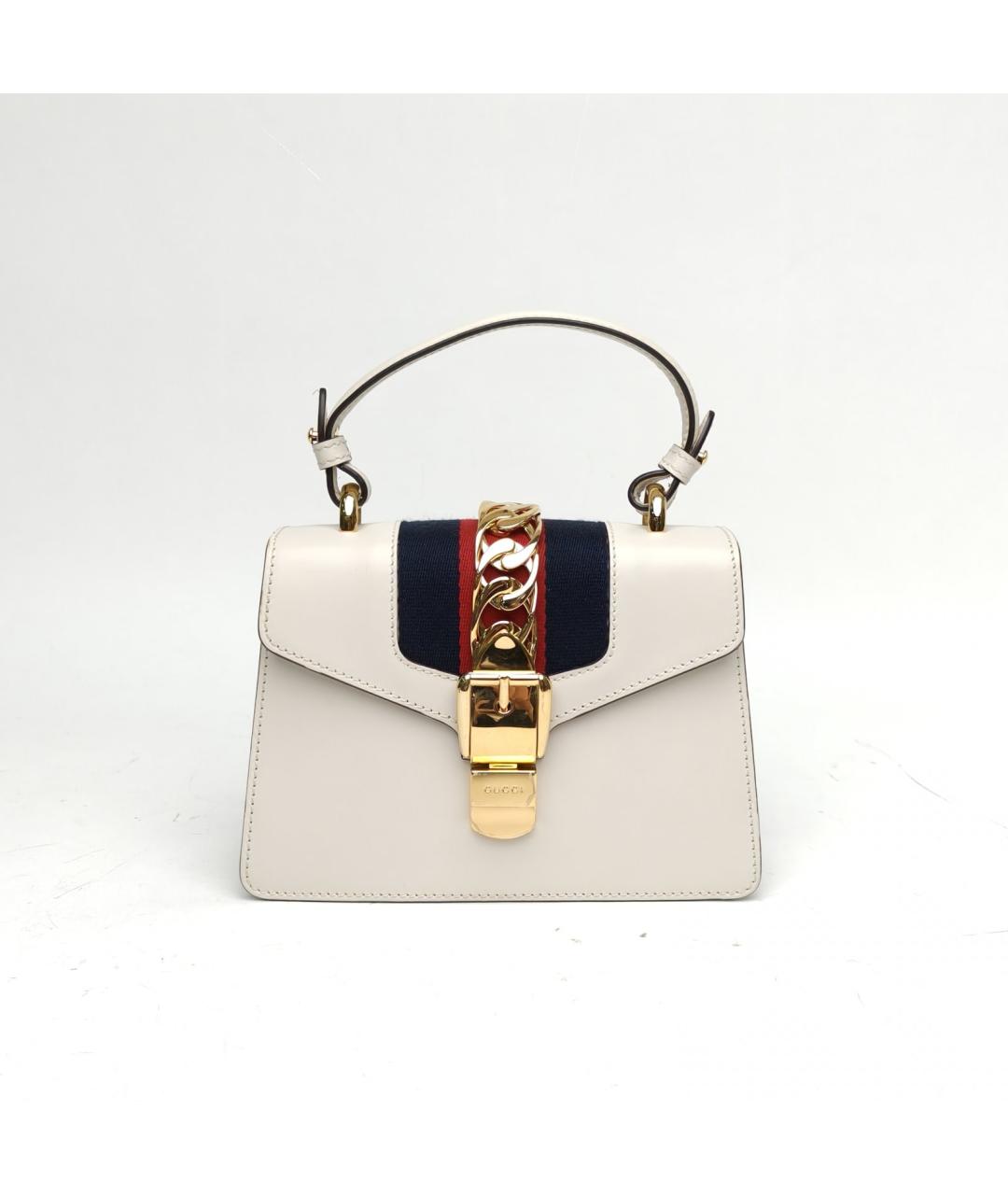 GUCCI Белая кожаная сумка с короткими ручками, фото 2