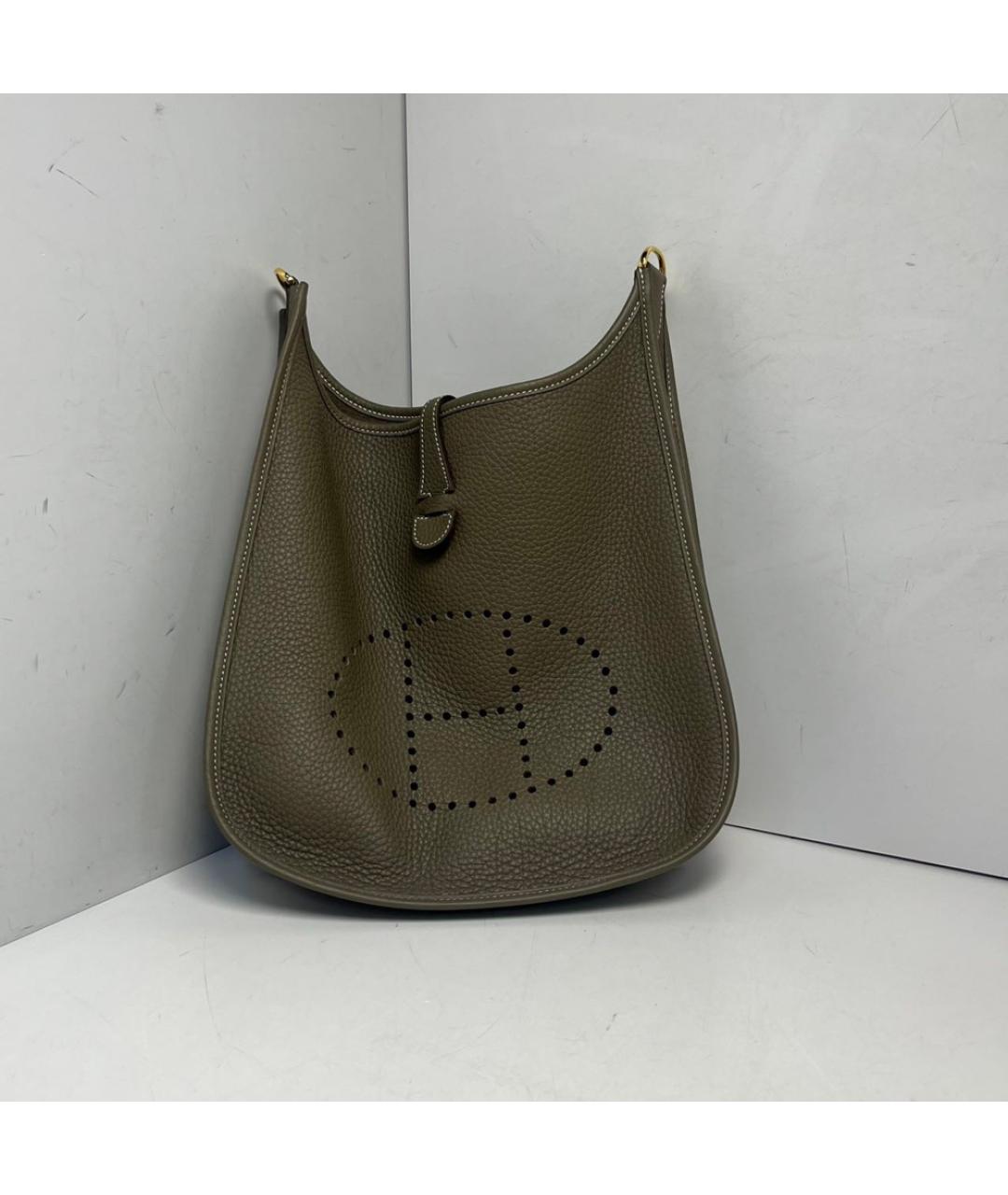 HERMES Бежевая кожаная сумка через плечо, фото 9