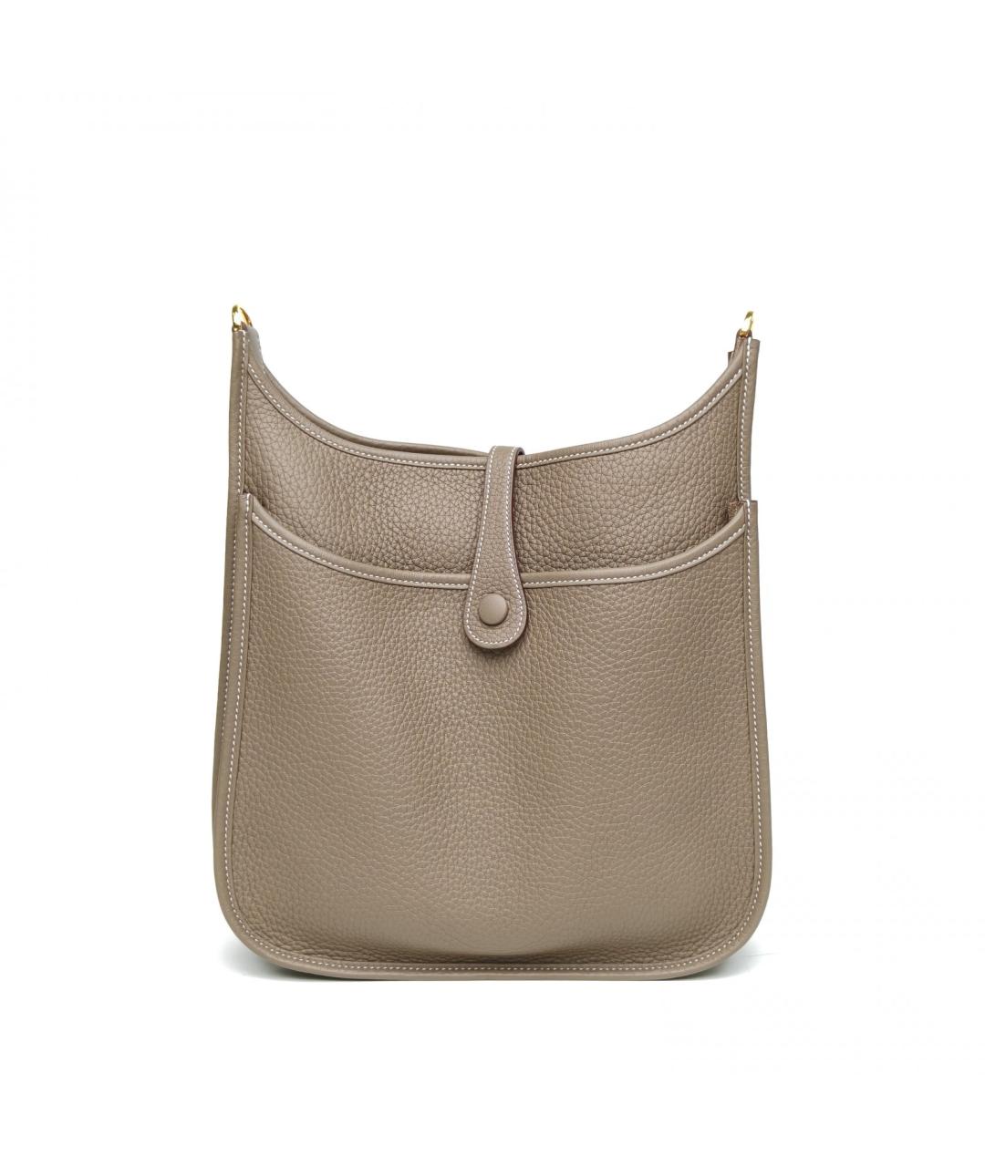 HERMES Бежевая кожаная сумка через плечо, фото 4