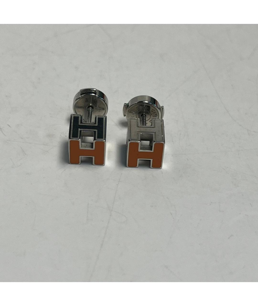 HERMES Коричневые металлические серьги, фото 7