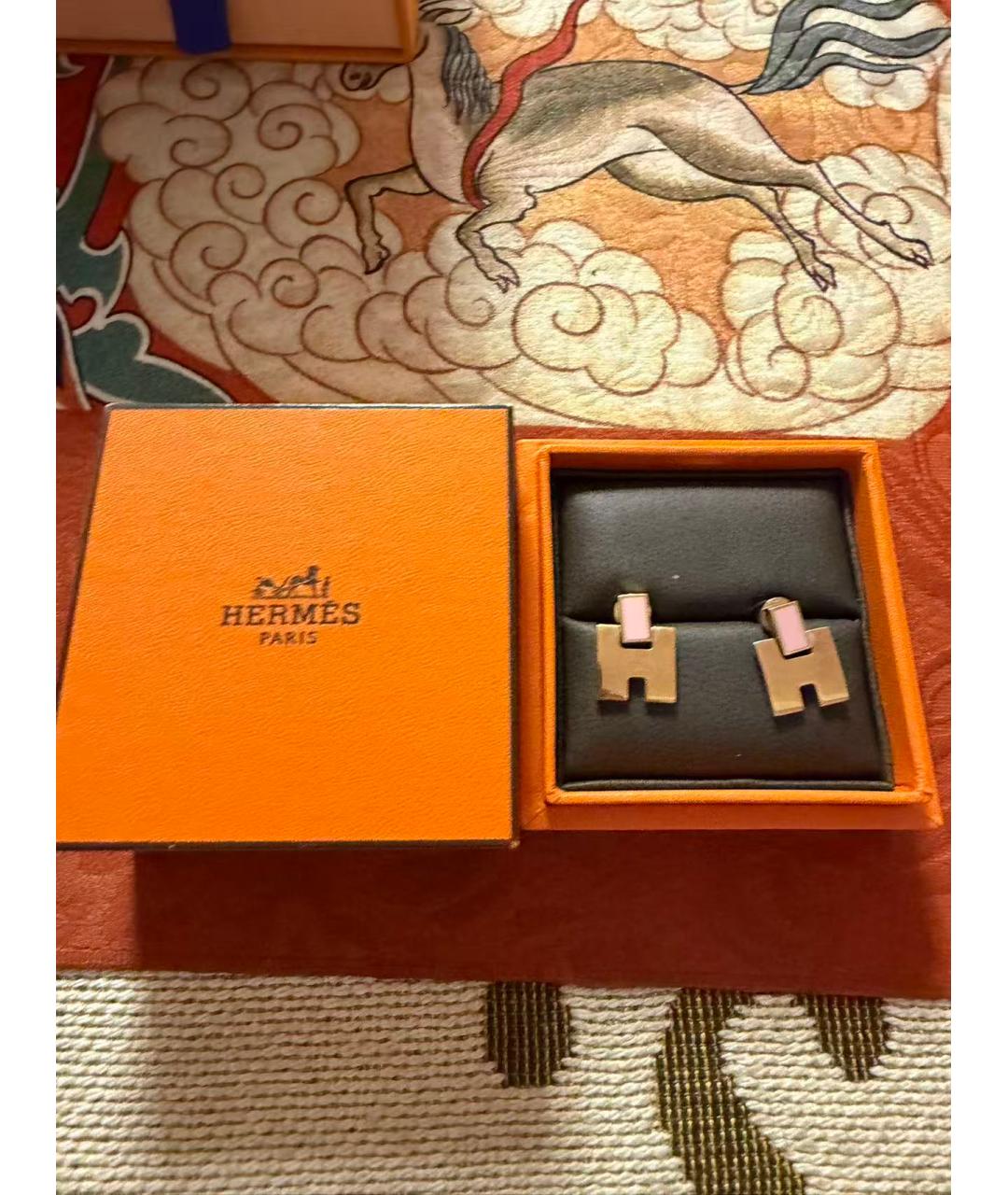 HERMES Золотые металлические серьги, фото 7