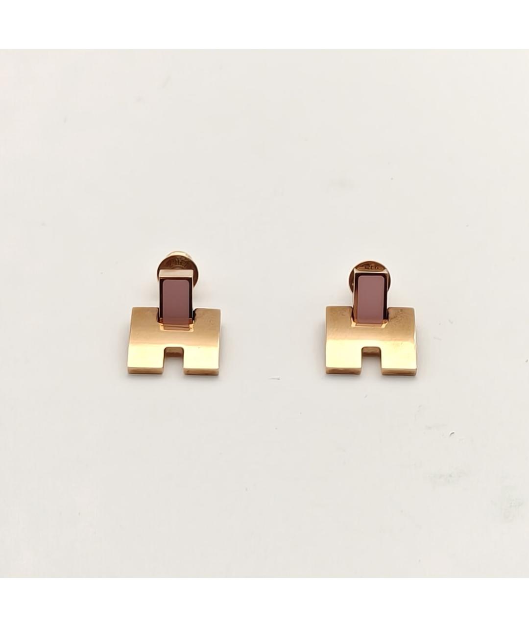 HERMES Золотые металлические серьги, фото 3