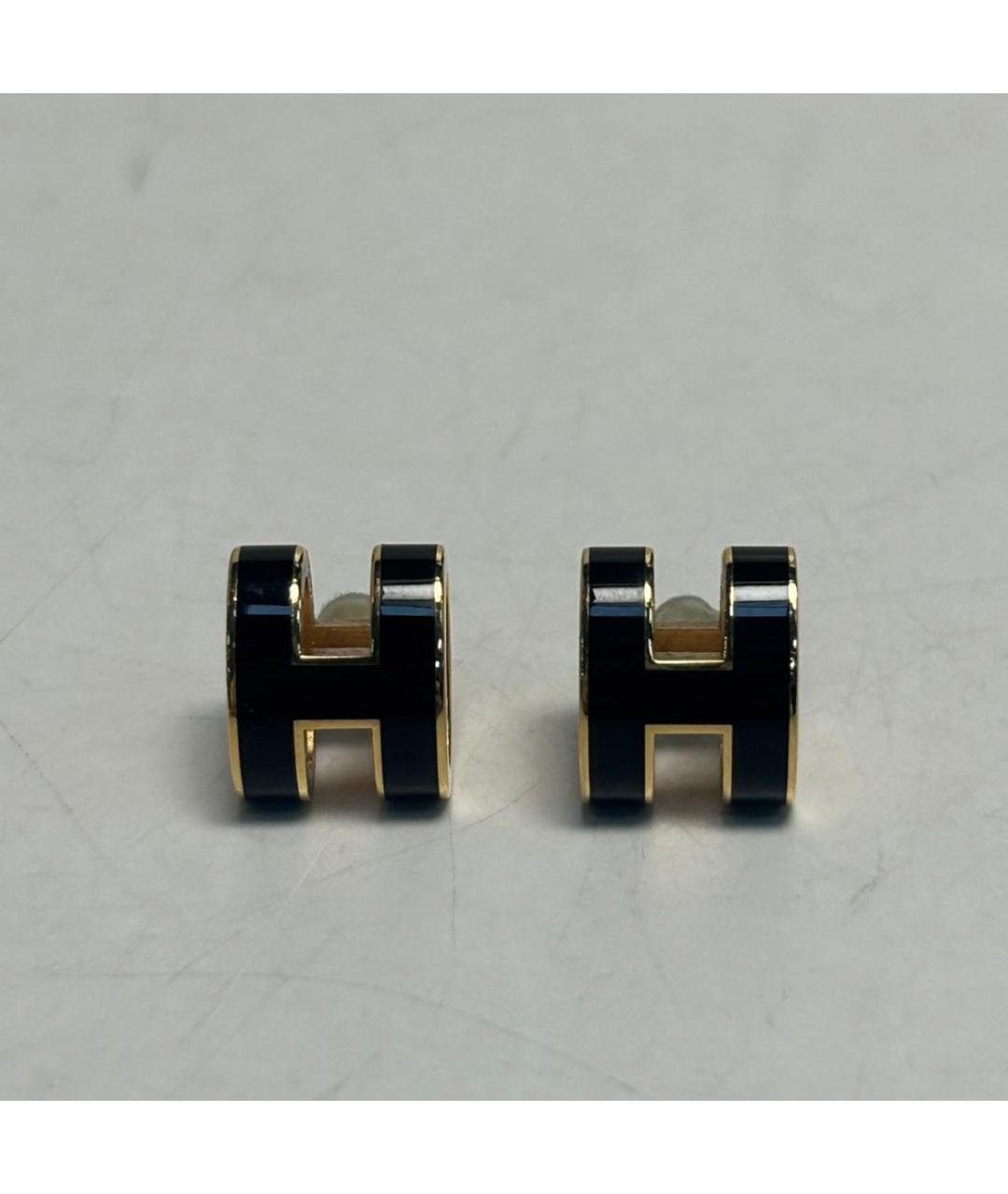 HERMES Черные металлические серьги, фото 7