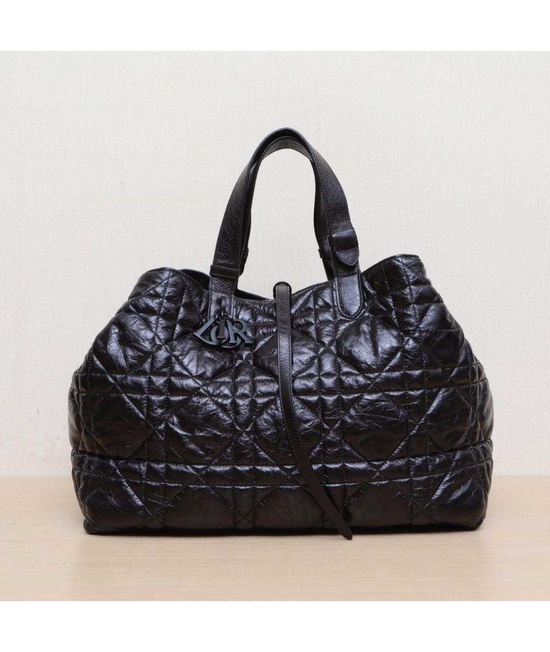 CHRISTIAN DIOR Черная кожаная сумка с короткими ручками, фото 3