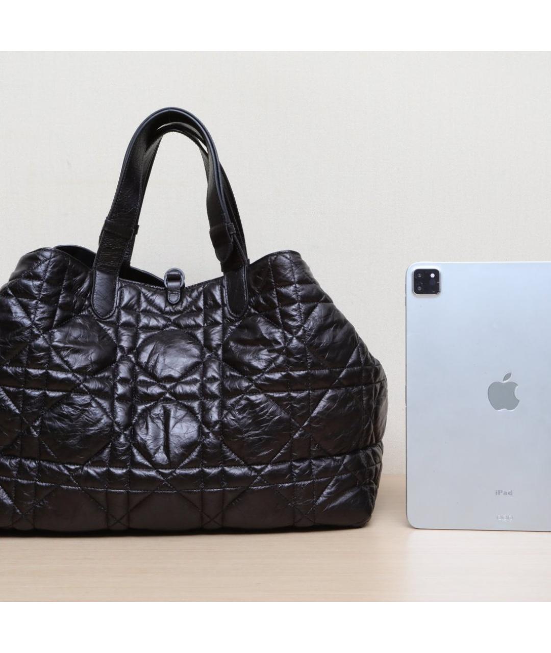 CHRISTIAN DIOR Черная кожаная сумка с короткими ручками, фото 7