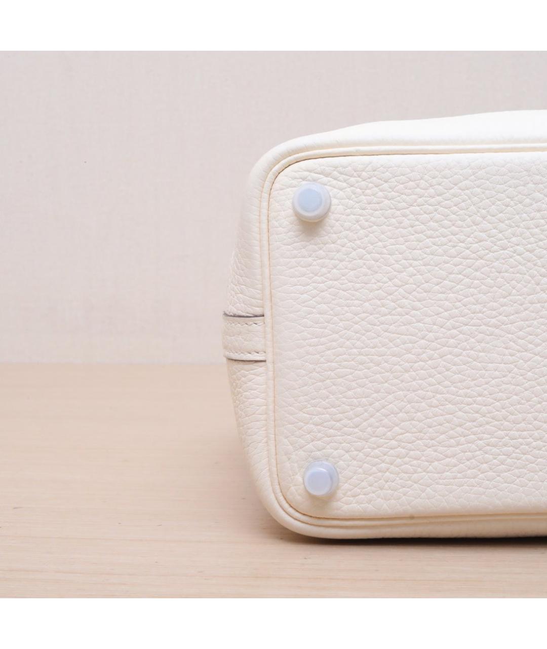 HERMES Белая кожаная сумка с короткими ручками, фото 9