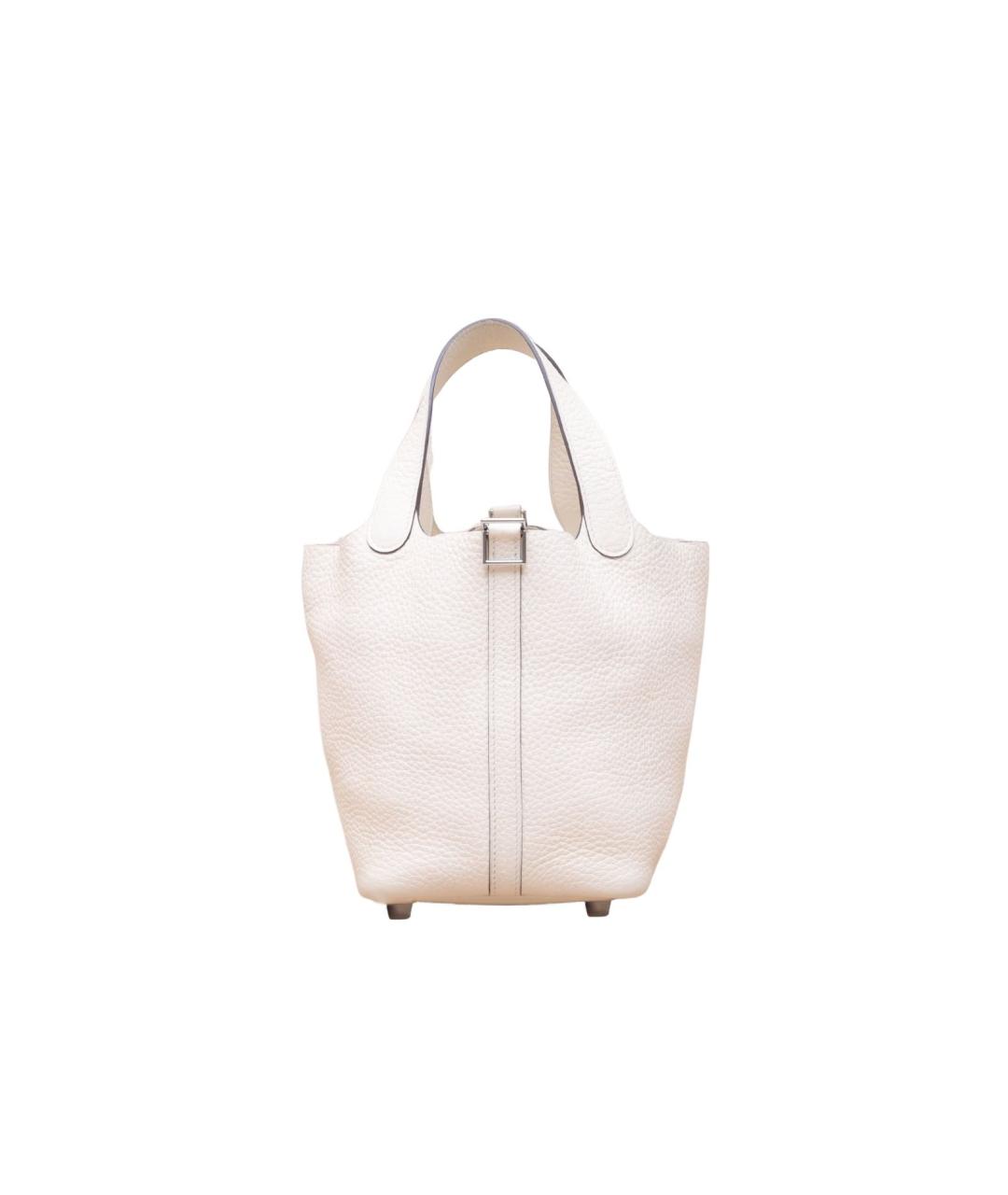 HERMES Белая кожаная сумка с короткими ручками, фото 1