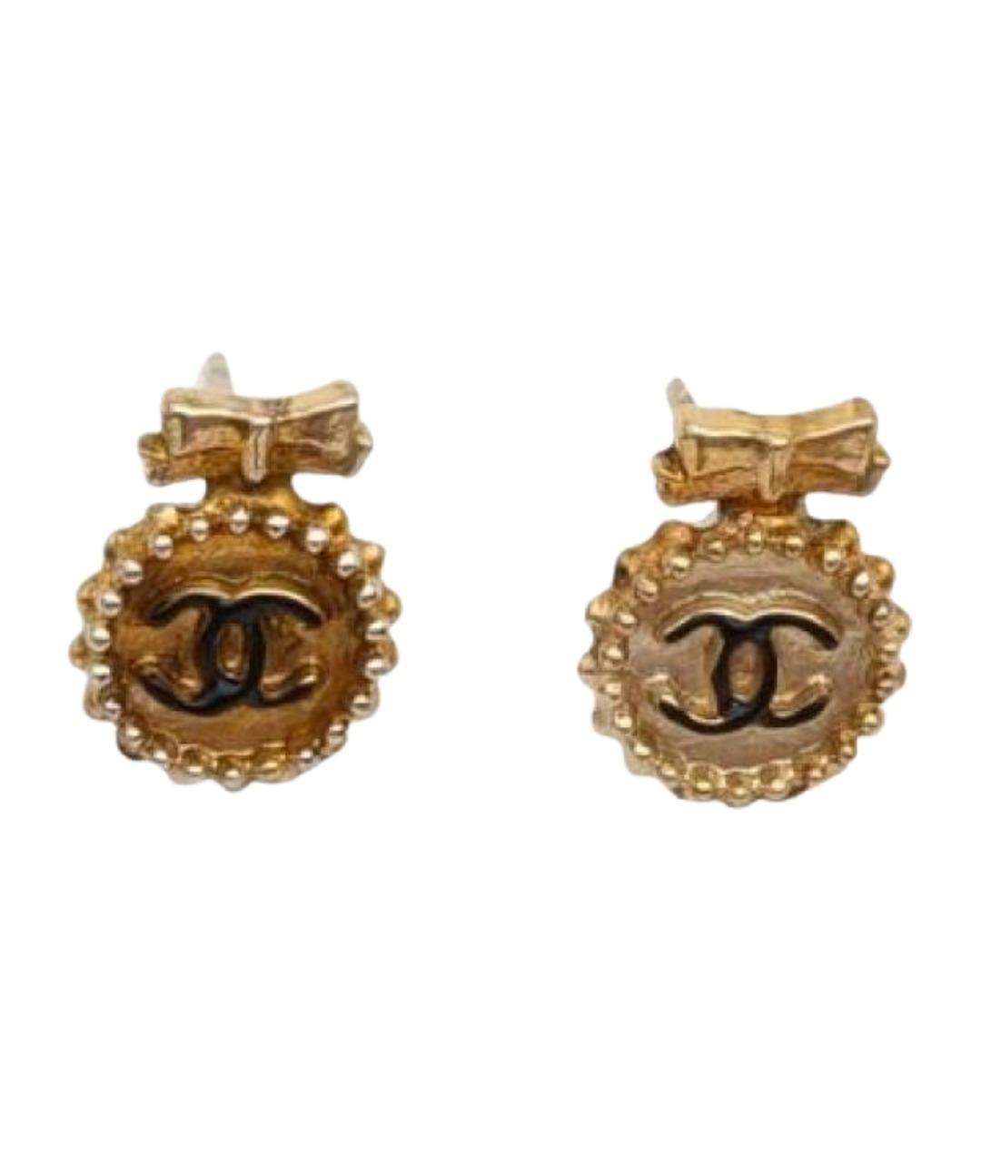 CHANEL Золотые металлические серьги, фото 1