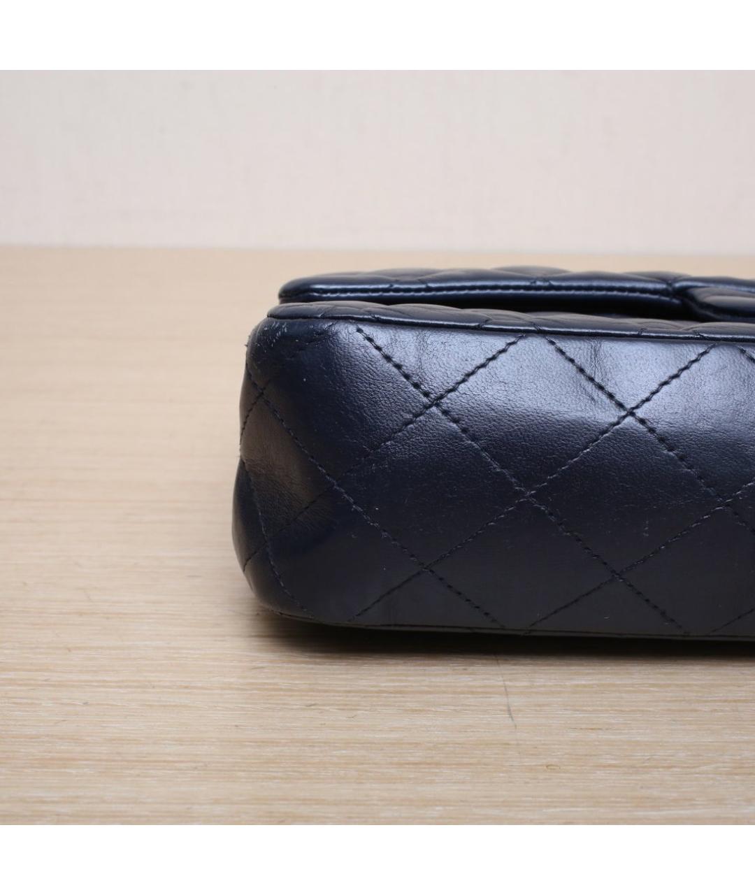 CHANEL Темно-синяя кожаная сумка через плечо, фото 9