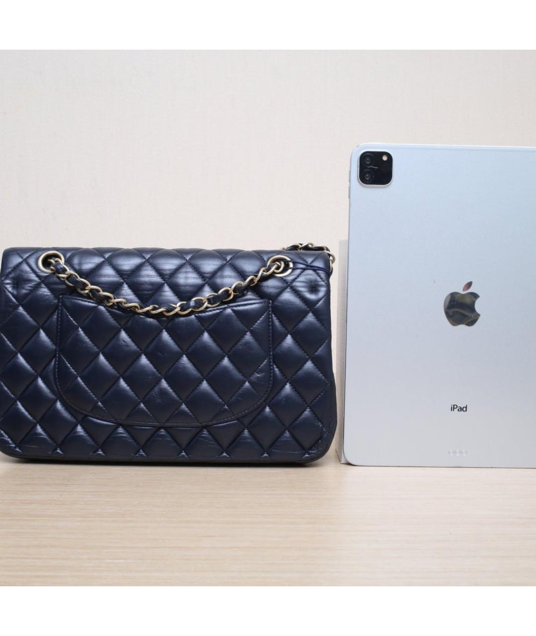 CHANEL Темно-синяя кожаная сумка через плечо, фото 7