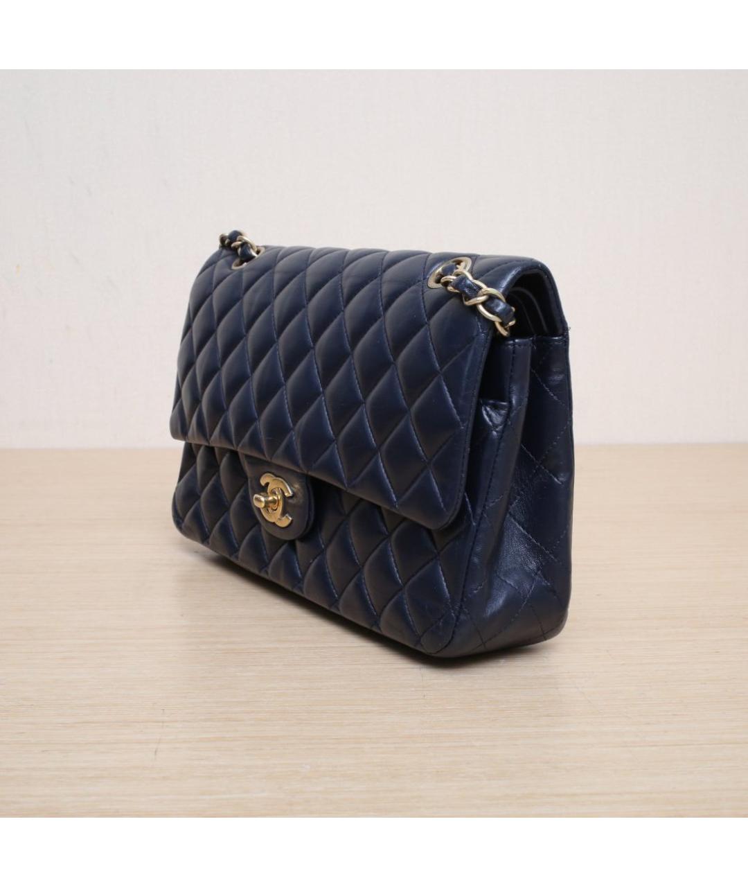 CHANEL Темно-синяя кожаная сумка через плечо, фото 4