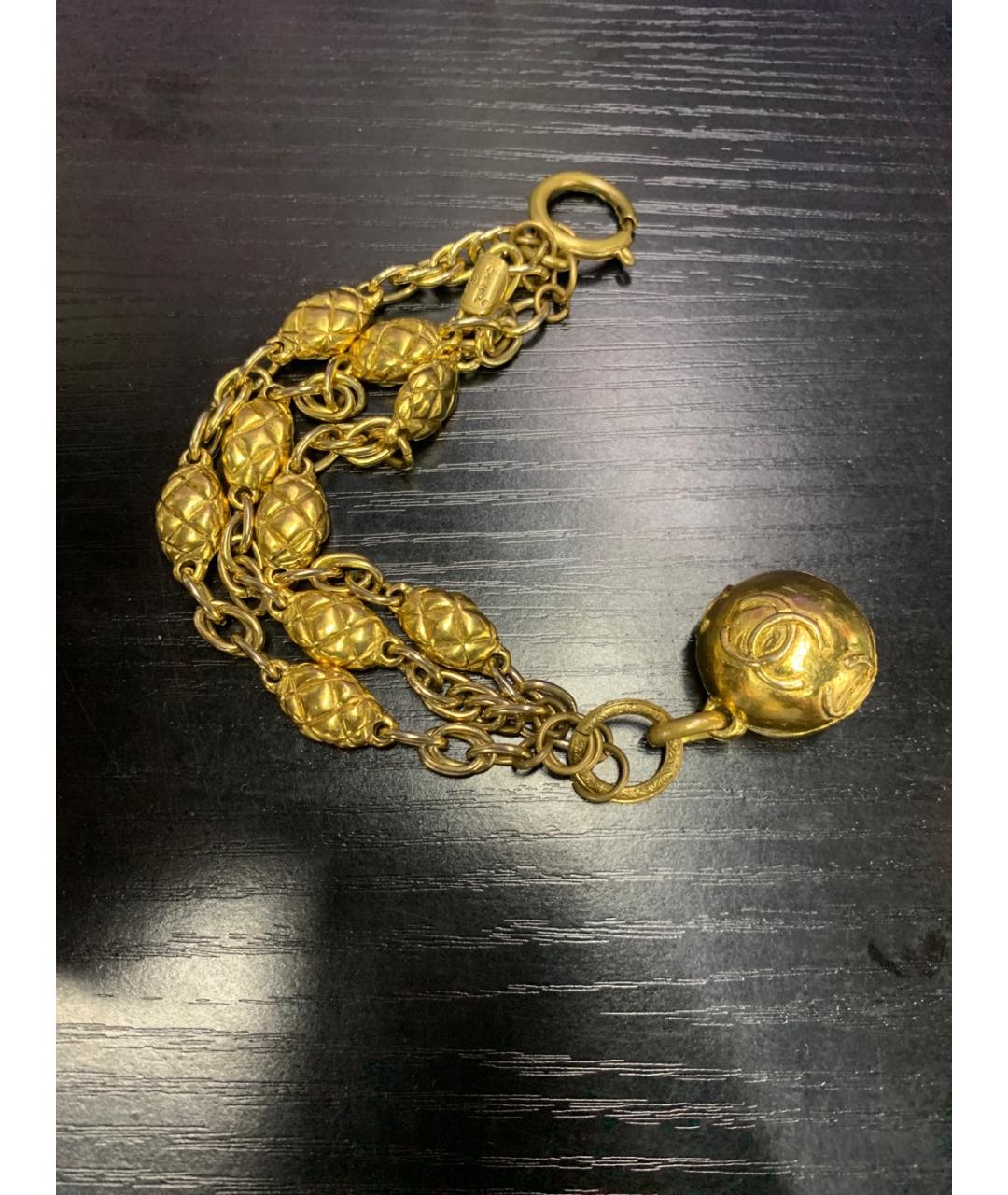 CHANEL Золотой металлический браслет, фото 7