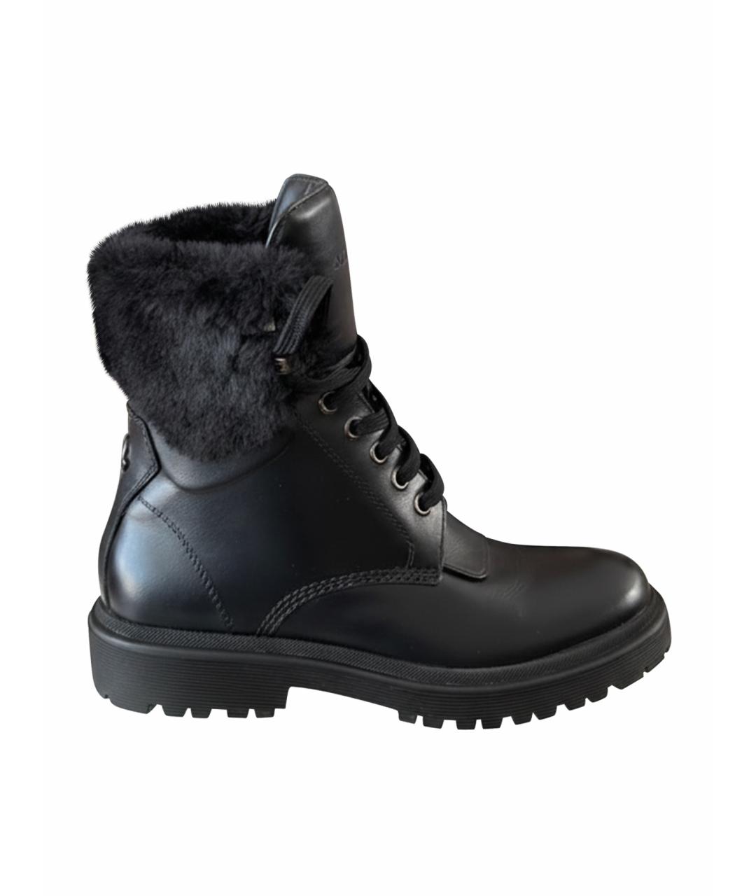 MONCLER Черные кожаные ботинки, фото 1