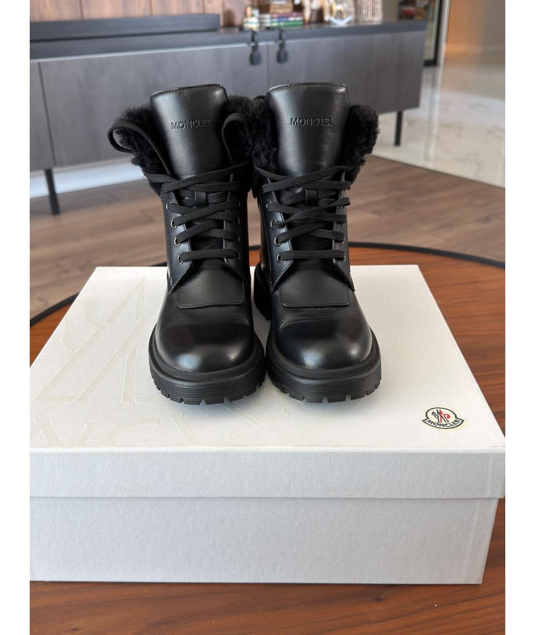 MONCLER Черные кожаные ботинки, фото 2