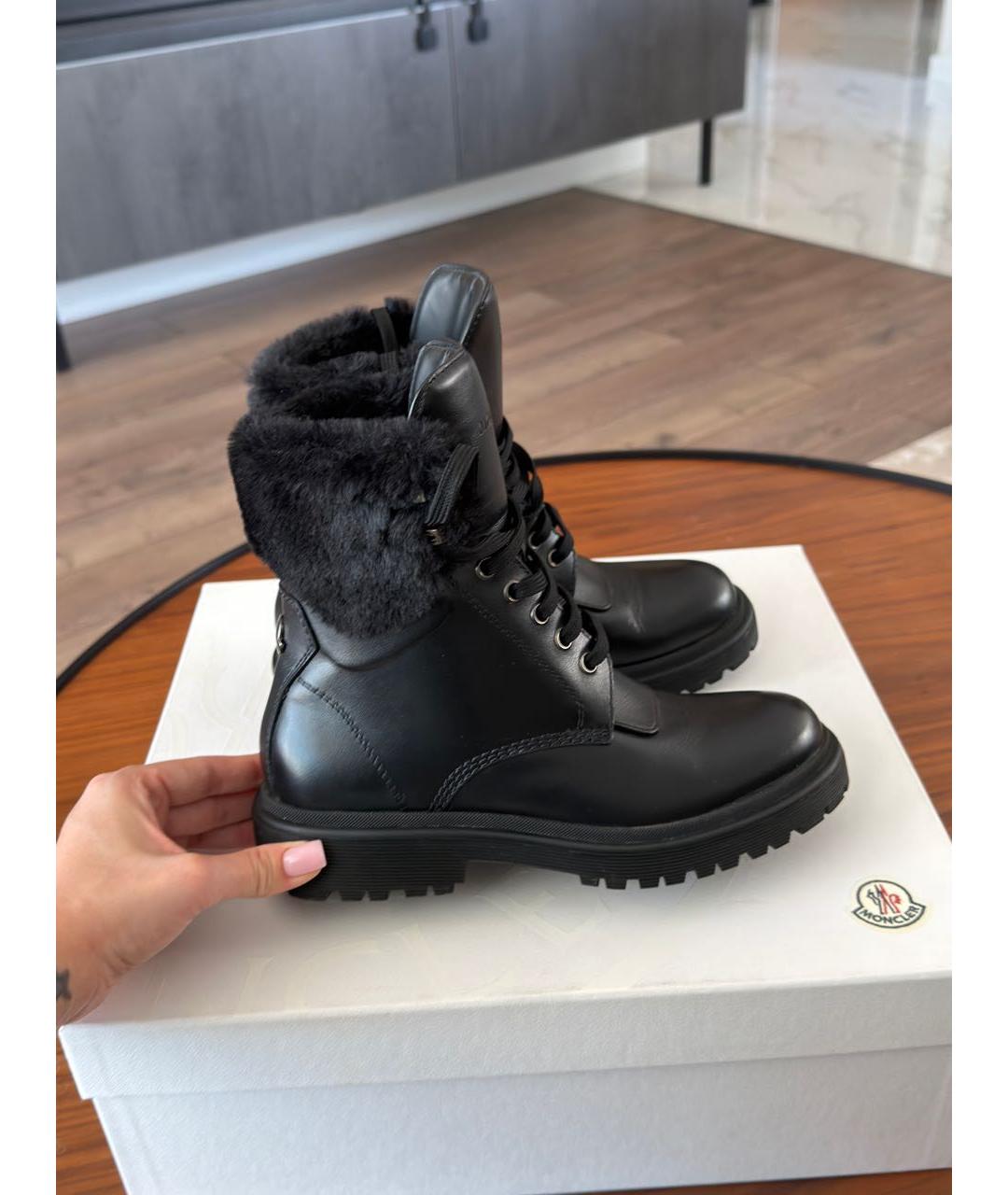 MONCLER Черные кожаные ботинки, фото 5