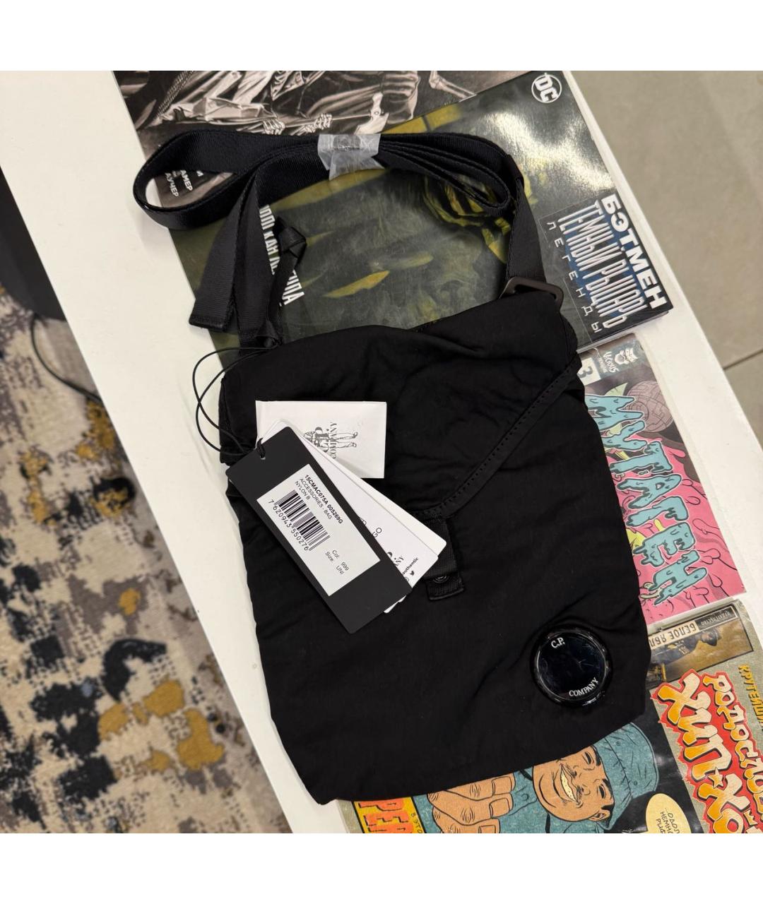 CP COMPANY Черная тканевая сумка на плечо, фото 2