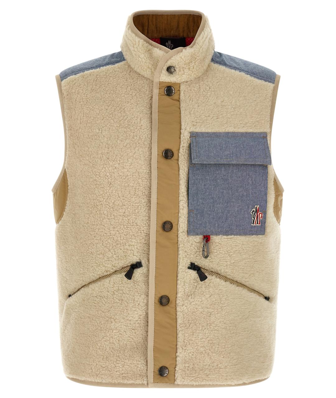 MONCLER GRENOBLE Бежевый хлопковый жилет, фото 1