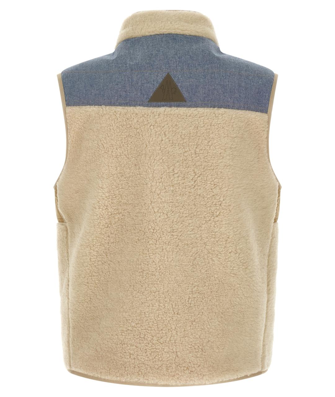 MONCLER GRENOBLE Бежевый хлопковый жилет, фото 2