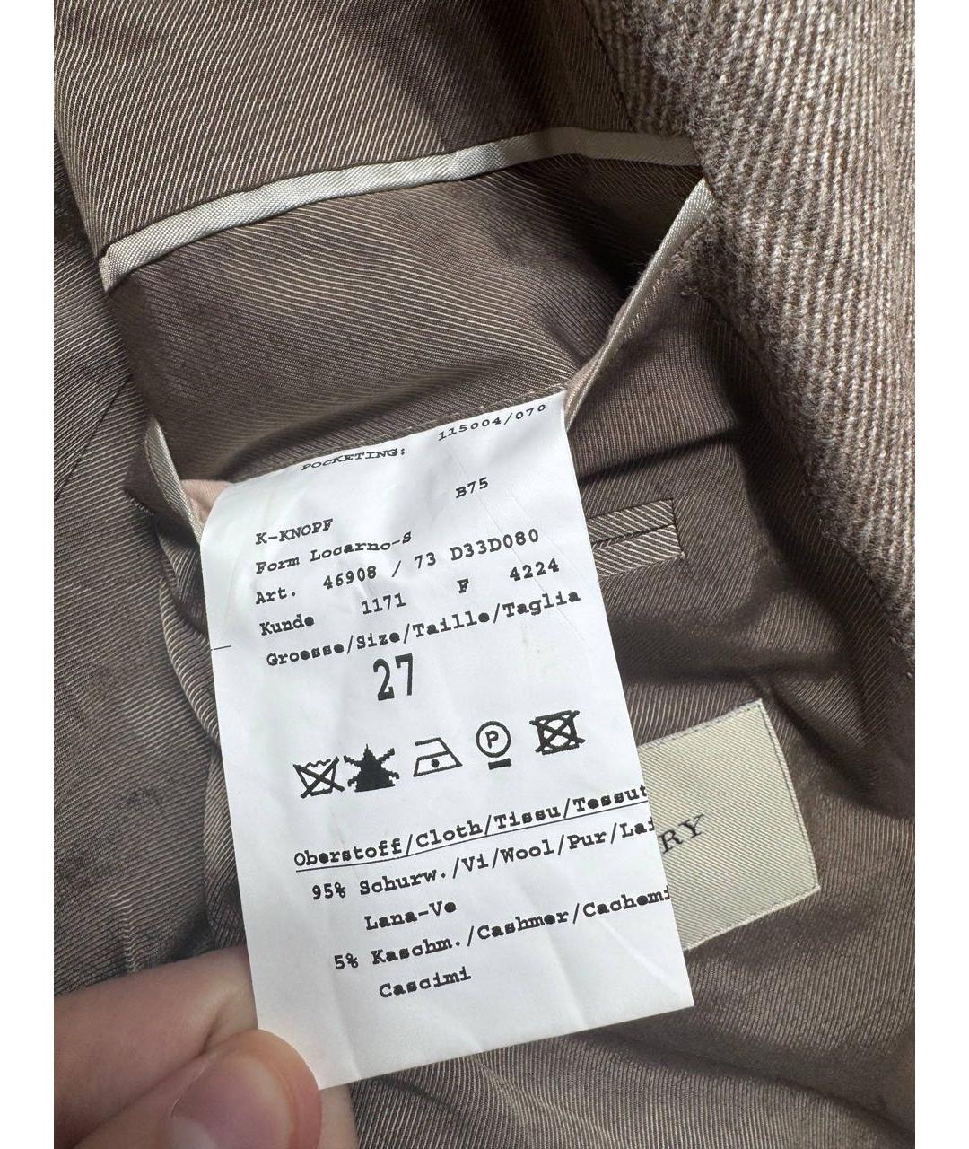 BURBERRY Бежевый кашемировый пиджак, фото 7