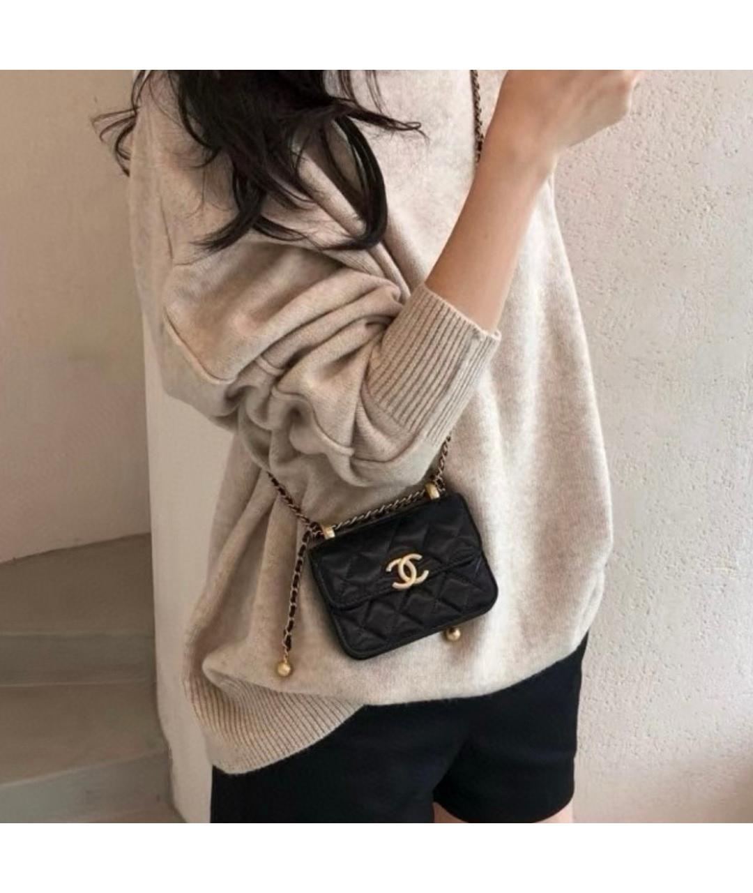 CHANEL Черная кожаная сумка через плечо, фото 9